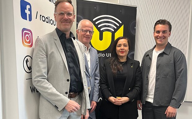 IV-Tirol-Präsident Max Kloger und IV-Tirol-Geschäftsführer Michael Mairhofer beim ersten Studiogespräch bei Radio U1 