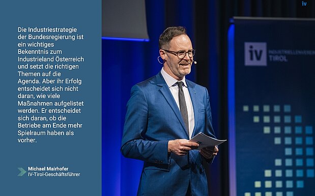 Foto mit eingeblendetem Statement von Michael Mairhofer