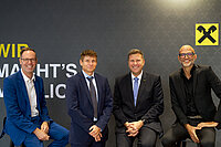 v. l. IV-Tirol-Geschäftsführer Michael Mairhofer, Head of Raiffeisen Research Gunter Deuber, RLB-Tirol-Vorstandsvorsitzender Thomas Wass und GAW-Ökonom Stefan Haigner