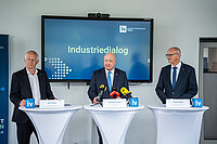 Industriedialog mit Bundeskanzler Stocker, LH Anton Mattle und IV-Tirol-Präsident Max Kloger